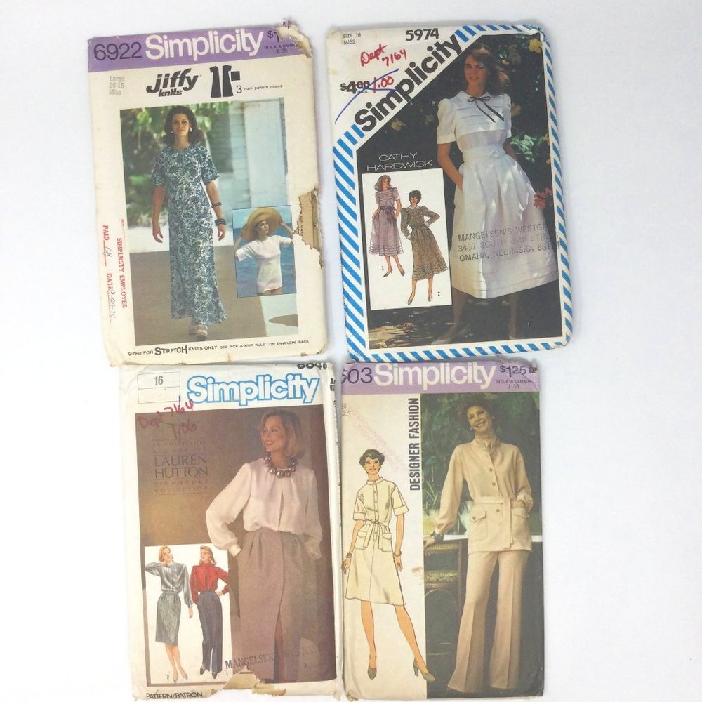 Vintage Women's Sewing Patterns Plus Sized 14 16 18